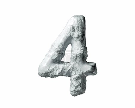 Téléchargez les photos : Chiffres en roche et argile. Illustration 3D de figures en pierre isolées sur fond blanc - en image libre de droit