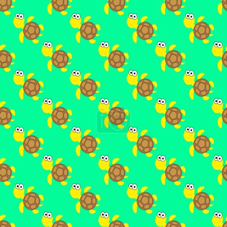 Illustration for Turtle seamless pattern on light green background - Royalty Free Image