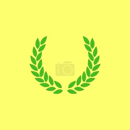 Illustration for Ancient greek green olympic wreath on the yellow background - Royalty Free Image