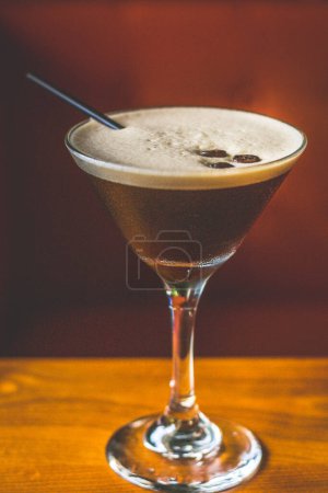 Photo for Espresso Martini made from Vodka, kahlua and espresso served in a martini glass - Royalty Free Image