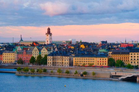 Photo for Stockholm, Sweden. Panoramic view of the Gamla Stan. The capital of Sweden. Cityscape during sunset. View of the old town in Stockholm. Large resolution photo for background and wallpaper. - Royalty Free Image