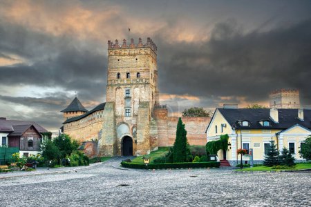 Photo for Medieval castle in the city of Lutsk (Ukraine) during a thunderstorm. - Royalty Free Image