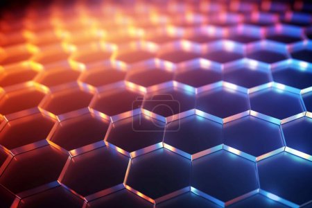 3d rendering of abstract fractal background with glowing hexagons.