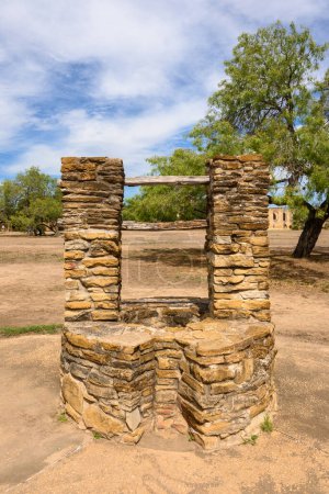 Photo for San Antonio, Texas, USA - October 8, 2023: The old water well at the Mission Jose in San Antonio - Royalty Free Image