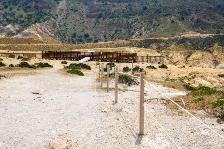 The viewing platform on the Stefanos crater on Nisyros island. Greece