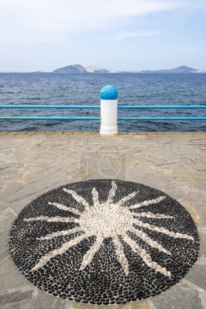 Promenade with traditional Greek mosaic on Nisyros island. Greece