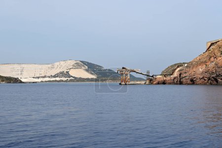 Photo for Pumice mining on Greek volcanic island of Gyali (Yali) in the Dodecanese. Greece - Royalty Free Image