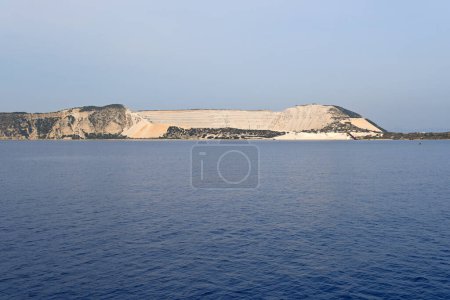 Pumice mining on Greek volcanic island of Gyali (Yali) in the Dodecanese. Greece