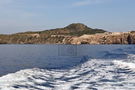 Photo for Pumice mining on Greek volcanic island of Gyali (Yali) in the Dodecanese. Greece - Royalty Free Image