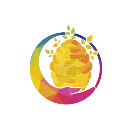 Ilustración de Honey care vector logo design concept. Honeycomb logo design template. - Imagen libre de derechos