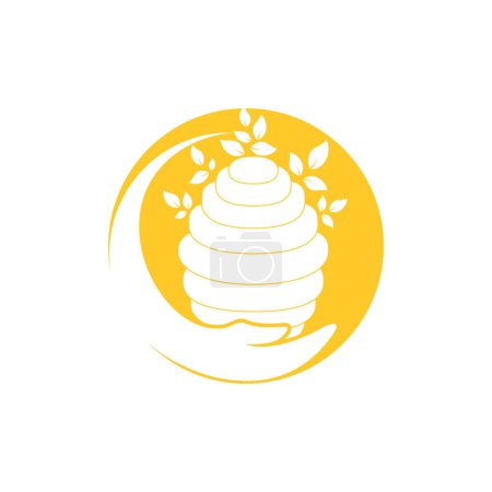 Ilustración de Honey care vector logo design concept. Honeycomb logo design template. - Imagen libre de derechos