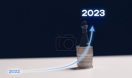 Photo for Growth chart digital hologram.2023 business development concept. Profit increase concept. Success. Development. Growth. Financial success concept - Royalty Free Image