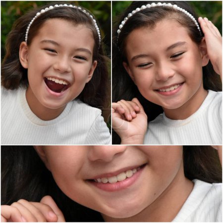 Foto de Un sonriente asiático hembra niño collage - Imagen libre de derechos
