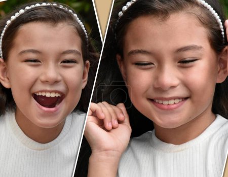 Foto de Un feliz bonita joven asiática chica niño collage - Imagen libre de derechos
