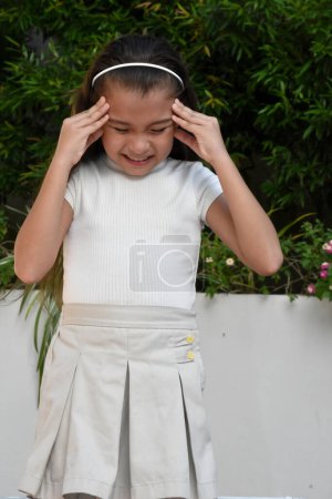 Photo for Minority Girl Under Stress Wearing Skirt Standing - Royalty Free Image
