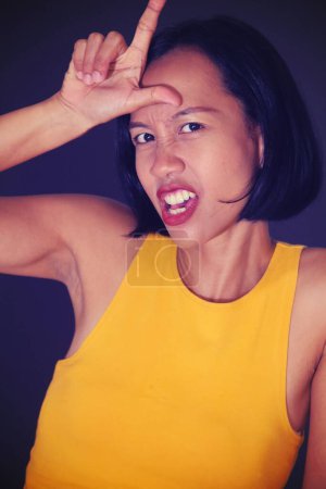 Photo for Feminine Asian Woman And Bullying Isolated - Royalty Free Image
