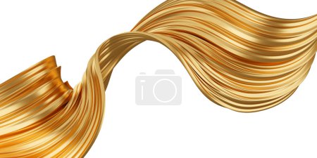 Photo for Abstract golden luxury wave on white background with copy space 3D render - Royalty Free Image