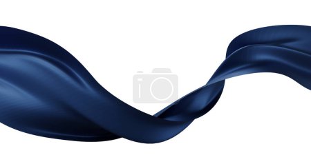 Blue fabric flying in the wind on white background 3D render