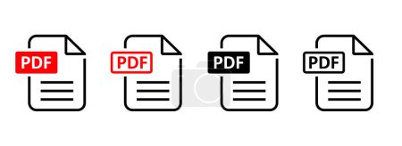 Illustration for PDF file format icons set. Format information, Document text. Vector illustration - Royalty Free Image