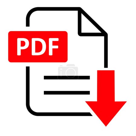 Illustration for PDF file format icon. , Document text, Pdf file download. Vector illustration - Royalty Free Image