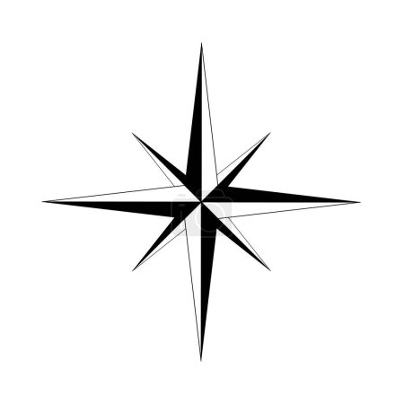 Illustration for Windrose oder Kompass Rose Vektor mit acht Zacken. Isolierter Hintergrund. Vector illustration - Royalty Free Image
