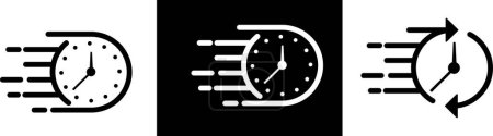 Icono de tiempo rápido o fecha límite establecido en estilo de línea, temporizadores, servicio Express, temporizador de cuenta atrás y cronómetro plano. Ilustración vectorial