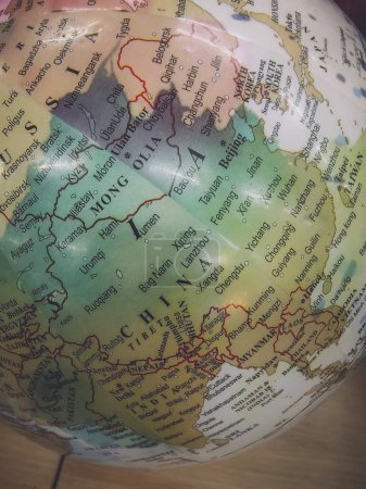 Photo for Round shaped world map pointing to China - Royalty Free Image