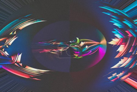 Téléchargez les photos : Ilustration of coloured fractal forming a background in black background - en image libre de droit