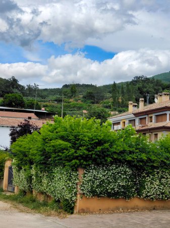 Houses in nature in the center of Spain in a cloudy day