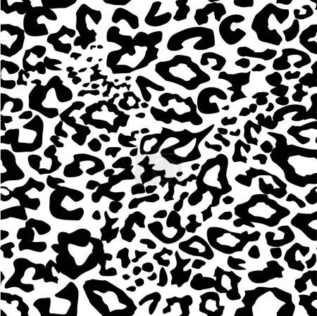 Ilustración de Jaguar blanco negro, leopardo, guepardo, piel de pantera. Fondo de camuflaje monocromo con estampado de patrón inconsútil de leopardo de piel animal - Imagen libre de derechos