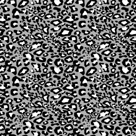 Téléchargez les illustrations : Monochrome fond de camouflage noir blanc avec motif sans couture léopard peau animale. Jaguar, léopard, guépard, fourrure de panthère - en licence libre de droit