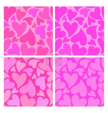 Illustration for Endless pink seamless pattern variation with hearts for Valentines day and wedding wrapping paper, cloth textile print. Simple stylish swatch fabric design - Royalty Free Image