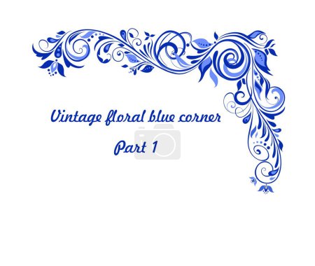 Illustration for Vintage floral blue corner. Part 1. - Royalty Free Image