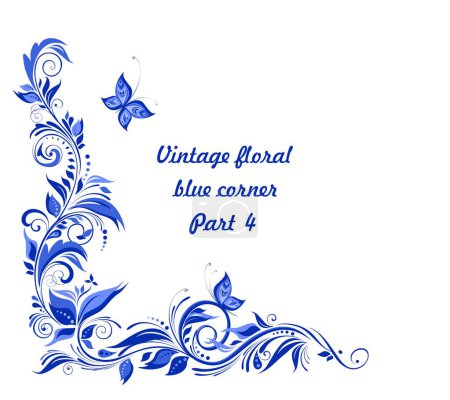 Illustration for Vintage floral blue corner. Decorative border. Part 4 - Royalty Free Image