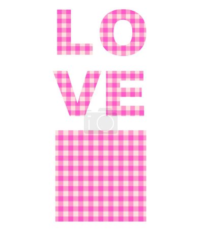 Téléchargez les illustrations : Scottish tartan vichy plaid rose motif sans couture pour robe, jupe, écharpe, lancer, veste, textile de tissu de mode et mot d'amour. Impression à carreaux - en licence libre de droit
