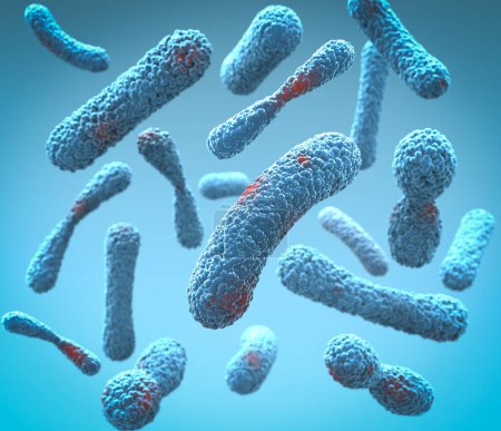 Microscopic bacteria background. Streptococcal (STSS). 3D rendering