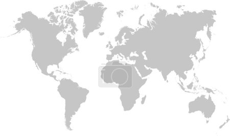 Ilustración de Mapa del mundo sobre fondo blanco. Plantilla de mapa mundial con continentes, América del Norte y del Sur, Europa y Asia, África y Australia. Ilustración vectorial - Imagen libre de derechos