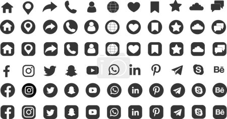 Icons for social networking vector. Contact and social icons. Vector illustration
