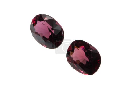 Photo for Natural gemstone rhodolite garnet isolated on the white background - Royalty Free Image