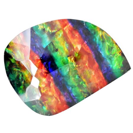 Foto de Ammolita iridiscente de gema natural aislada sobre fondo blanco - Imagen libre de derechos