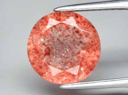 Photo for Natural strawberry quartz gem on background - Royalty Free Image