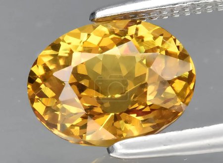 Photo for Natural yellow grossular gem on background - Royalty Free Image