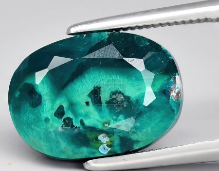 Photo for Natural green dioptase gem on background - Royalty Free Image