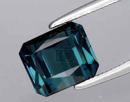 Photo for Natural blue tourmaline indigolite gem on background - Royalty Free Image