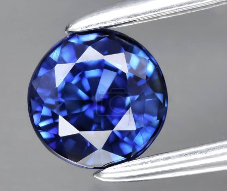 natural blue sapphire corrundum gem on background