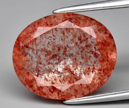 natural strawberry quartz gem on background