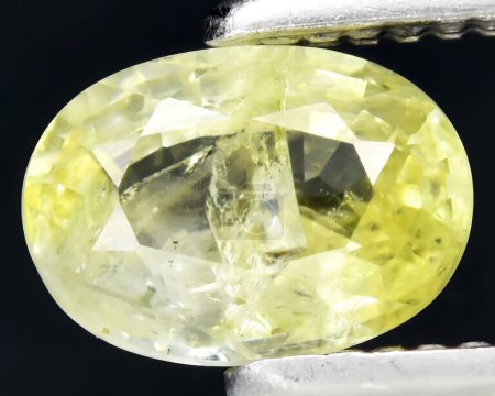Photo for Natural yellow sapphire gem on background - Royalty Free Image