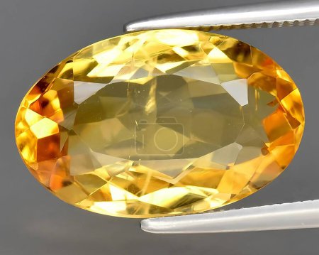Photo for Natural yellow citrine quartz gem on background - Royalty Free Image