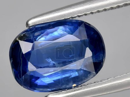 natural blue kyanite gemstone on background