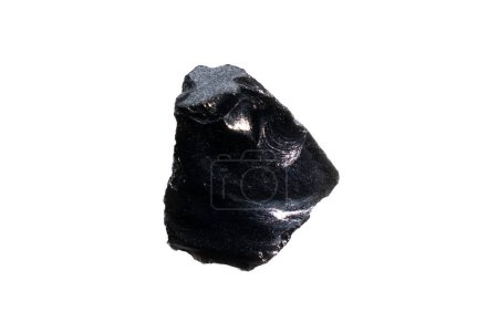 natural obsidian rough gem stone on white background